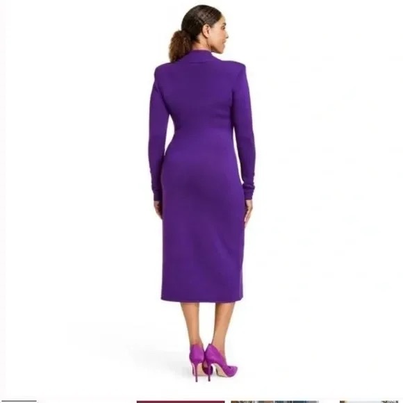 SERGIO HUDSON x Target Purple Strong Shoulder Sweater Midi Dress 1X - Picture 5 of 6